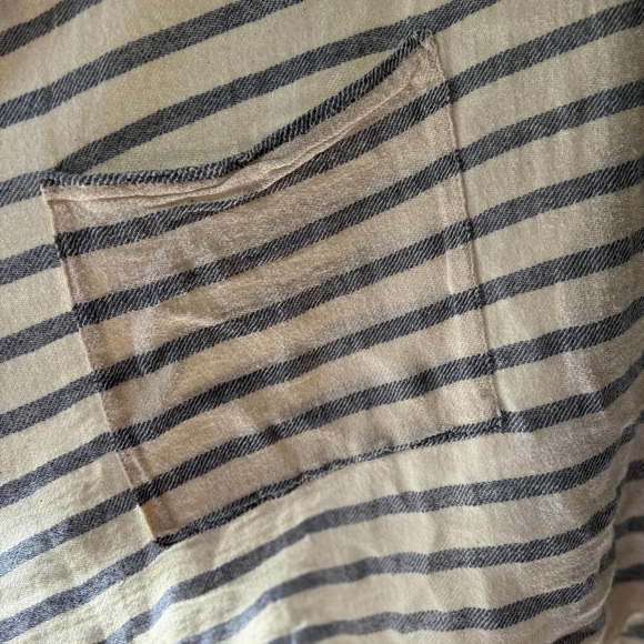 Women’s Striped Cotton Kimono Poncho Fringe Boho Layering One Size Navy Black - Picture 5 of 5